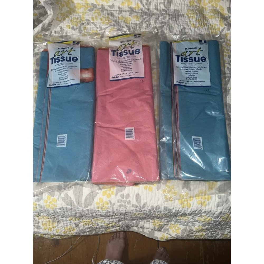 3 Pkg! Spectra Bleeding Art Tissue 100each Sheets 20 X 30 VTG NOS Superb Colors